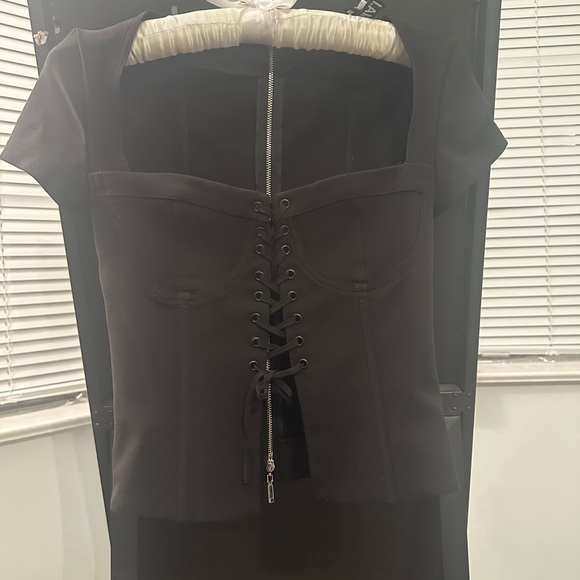 I.AM.GIA Black Corset-Style Top - Picture 1 of 3